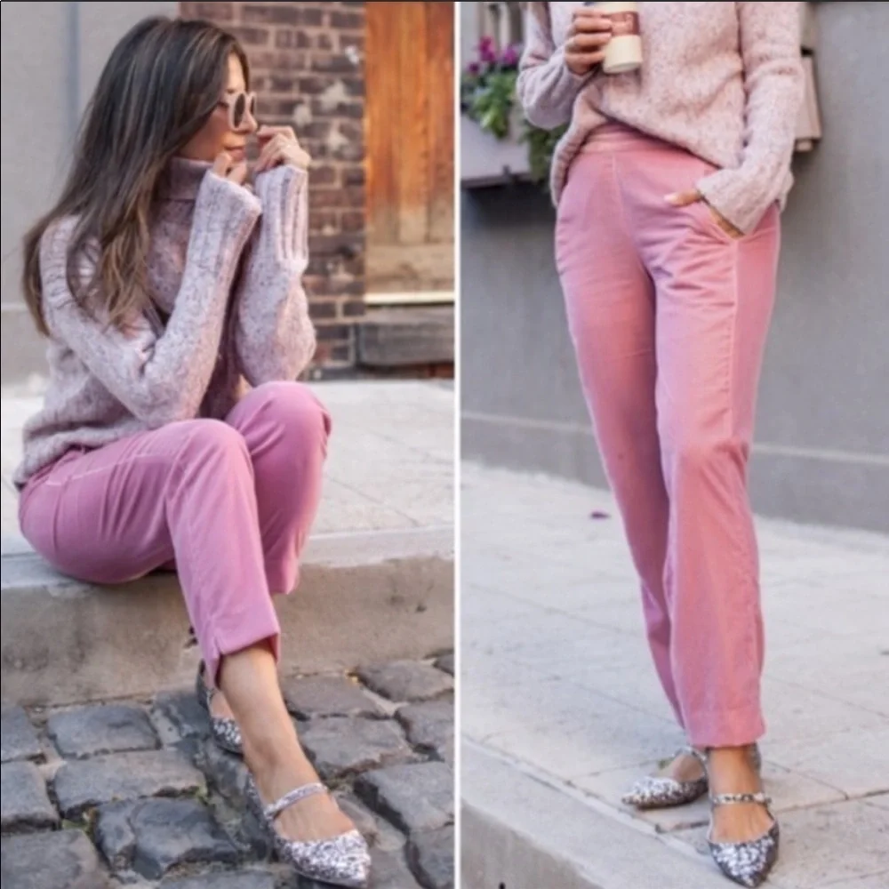 J. Crew the easy pant velvet joggers guava pink